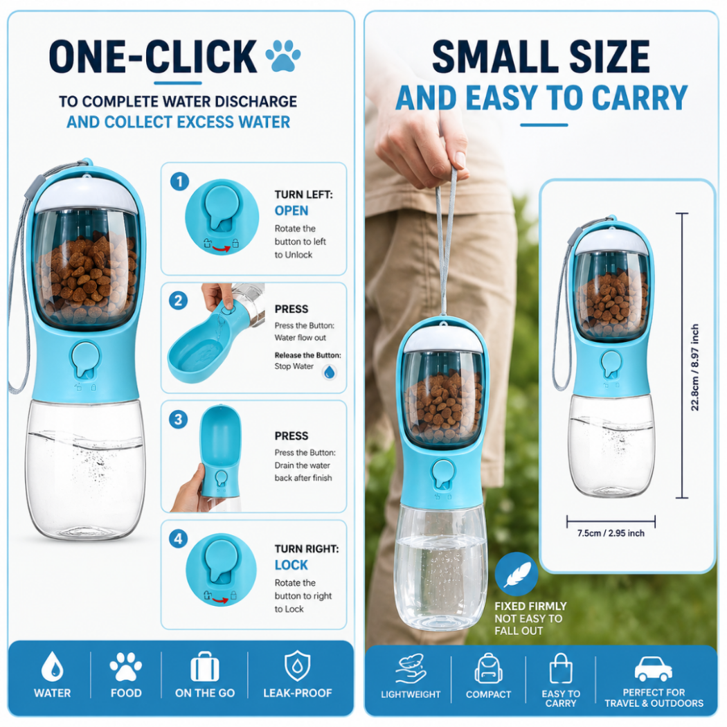 Portable Pet Water & Food Bottle